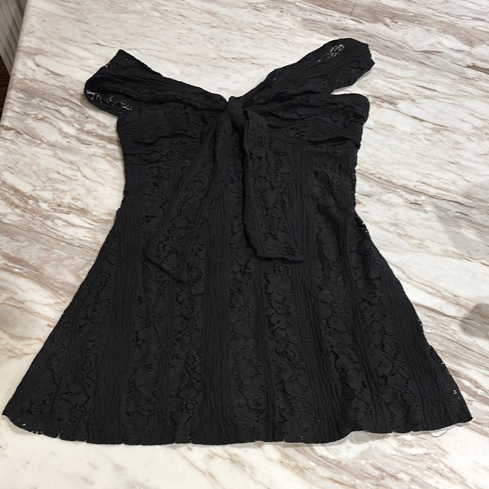 Hello Molly Black Lace Off-Shoulder Dress